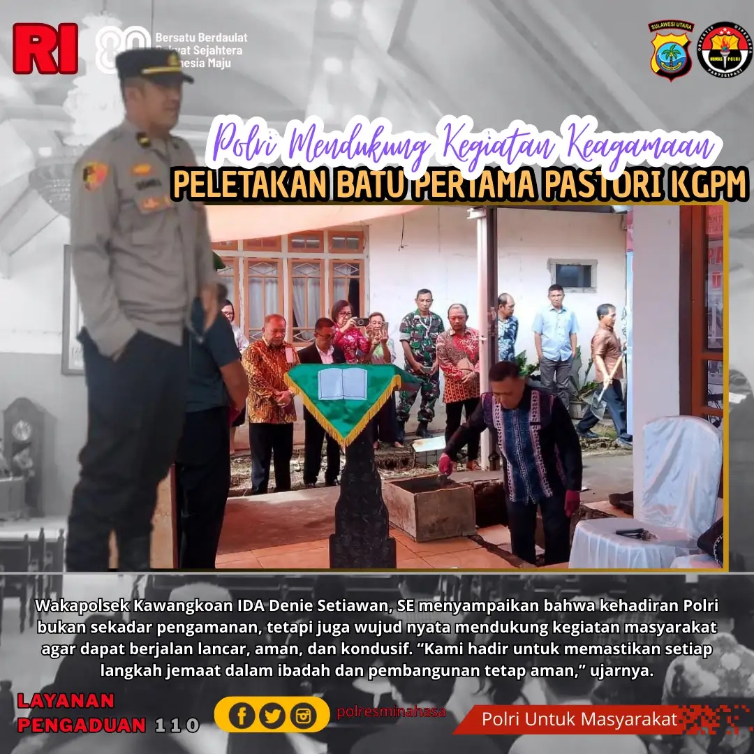 Polri Hadir, Pastori KGPM Sidang Sentrum Kawangkoan Dibangun dalam Suasana Aman dan Damai